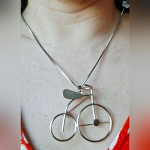 Vintage 80s Whimsical Bicycle Necklace/Brooch